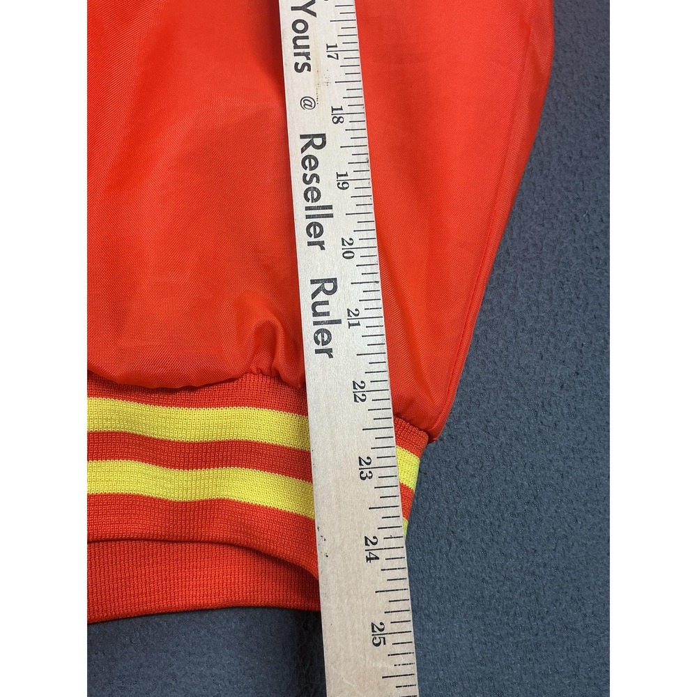 Vintage Swingster Jacket Mens XL Orange Varsity Sherpa Lined Snap Front 80s - Picture 10 of 11